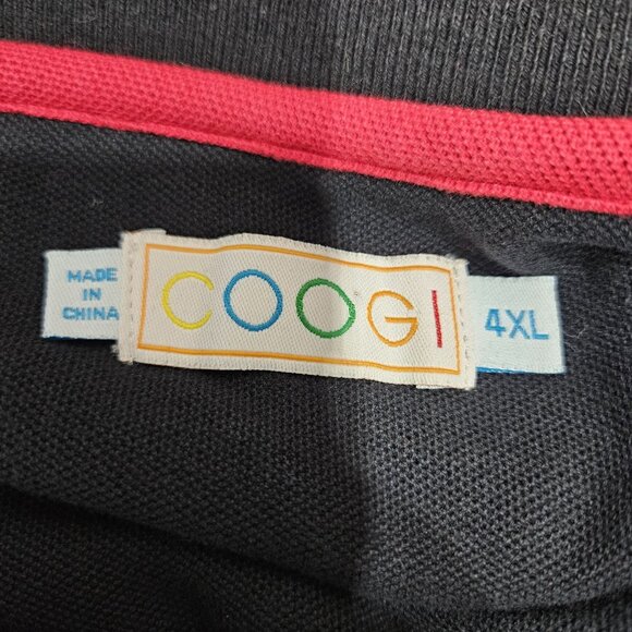 Coogi Shirt Mens 4XL Black Australia Embroidered Long Sleeve Polo Colorful Trim - Picture 4 of 13